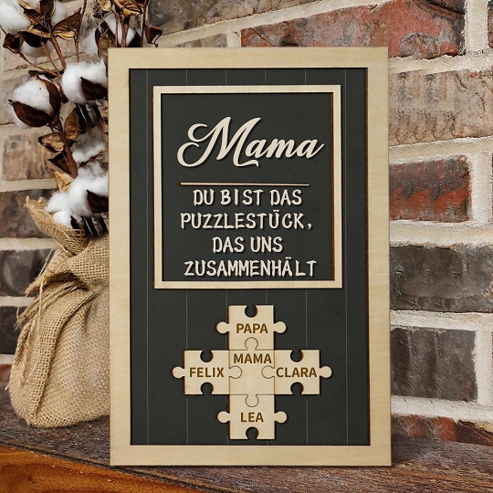 Benutzerdefinierte Muttertag Puzzle Zeichen | Mama Du bist das Stück, das uns zusammenhält | personalisiertem Muttertag Geschenk