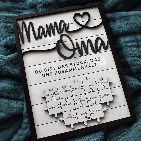 Benutzerdefinierte Muttertag Puzzle Zeichen | Mama Du bist das Stück, das uns zusammenhält | personalisiertem Muttertag Geschenk