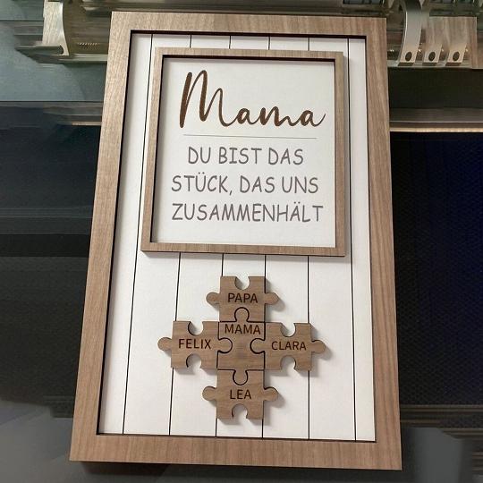 Benutzerdefinierte Muttertag Puzzle Zeichen | Mama Du bist das Stück, das uns zusammenhält | personalisiertem Muttertag Geschenk