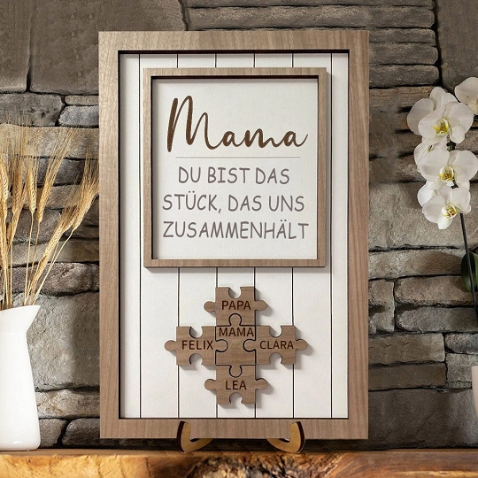 Benutzerdefinierte Muttertag Puzzle Zeichen | Mama Du bist das Stück, das uns zusammenhält | personalisiertem Muttertag Geschenk