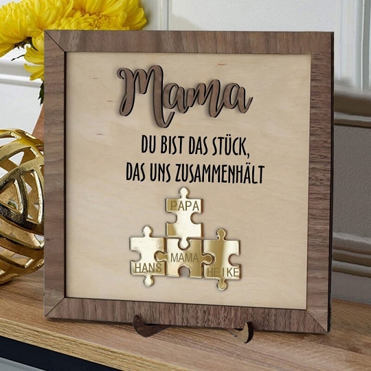 Benutzerdefinierte Muttertag Puzzle Zeichen | Mama Du bist das Stück, das uns zusammenhält | personalisiertem Muttertag Geschenk