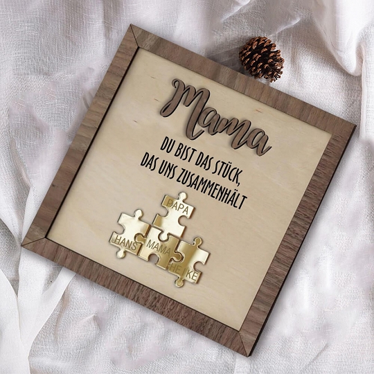 Benutzerdefinierte Muttertag Puzzle Zeichen | Mama Du bist das Stück, das uns zusammenhält | personalisiertem Muttertag Geschenk