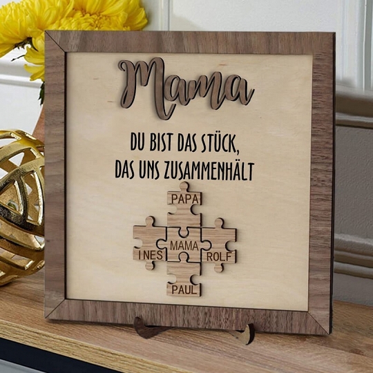 Benutzerdefinierte Muttertag Puzzle Zeichen | Mama Du bist das Stück, das uns zusammenhält | personalisiertem Muttertag Geschenk