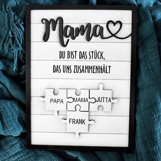 Benutzerdefinierte Muttertag Puzzle Zeichen | Mama Du bist das Stück, das uns zusammenhält | personalisiertem Muttertag Geschenk