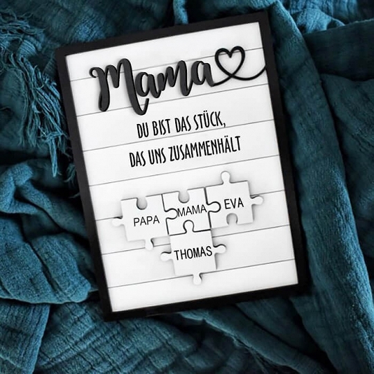 Benutzerdefinierte Muttertag Puzzle Zeichen | Mama Du bist das Stück, das uns zusammenhält | personalisiertem Muttertag Geschenk