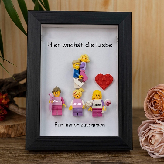 Individuelle Minifiguren mit Rahmen für die Familie – Mama, wir lieben dich
