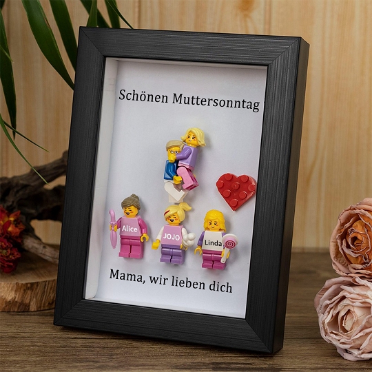Individuelle Minifiguren mit Rahmen für die Familie – Mama, wir lieben dich