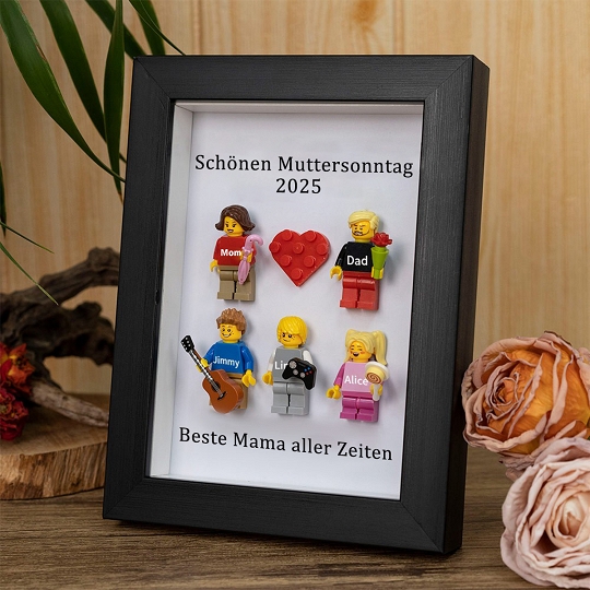Individuelle Minifiguren mit Rahmen für die Familie – Schönen Muttertag 2025