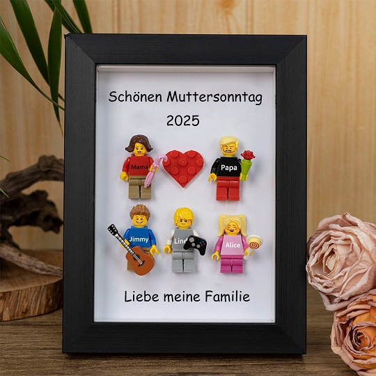 Individuelle Minifiguren mit Rahmen für die Familie – Schönen Muttertag 2025