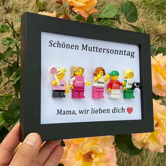 Individuelle Minifiguren mit Rahmen für die Familie – Schönen Muttertag