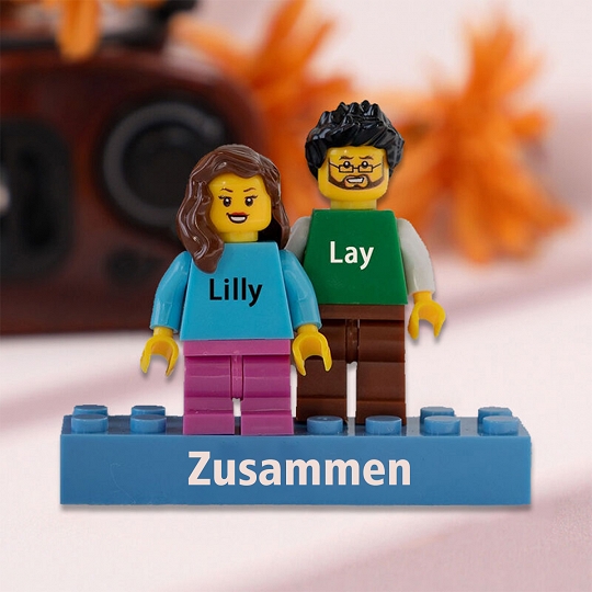 Individuelle Minifiguren mit Stein für Paare – Kreatives Valentinstagsgeschenk