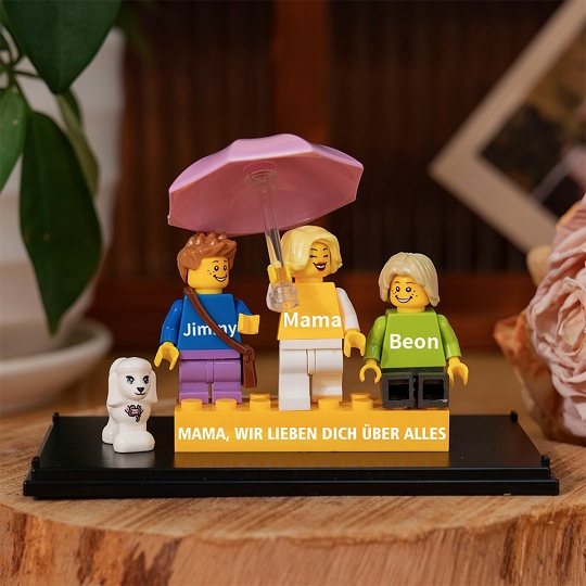 Individuelle Minifiguren mit Stein für die Familie in einer Box – Alles Liebe zum Muttertag