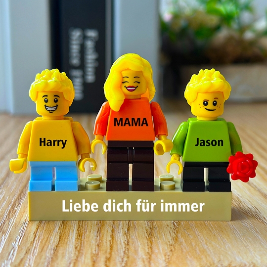 Individuelle Minifiguren mit Baustein für die Familie – Liebe dich für immer – Muttertagsgeschenk