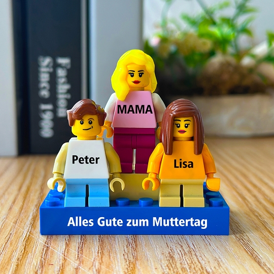 Individuelle Minifiguren mit Baustein für die Familie – Schönen Muttertag