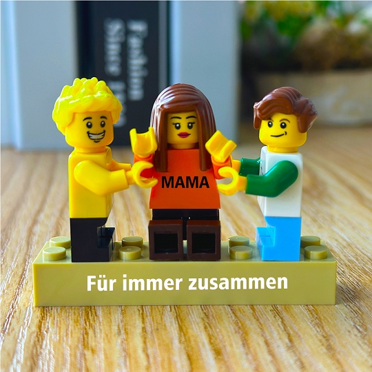 Individuelle Minifiguren mit Baustein für die Familie – Für immer zusammen – Muttertagsgeschenk