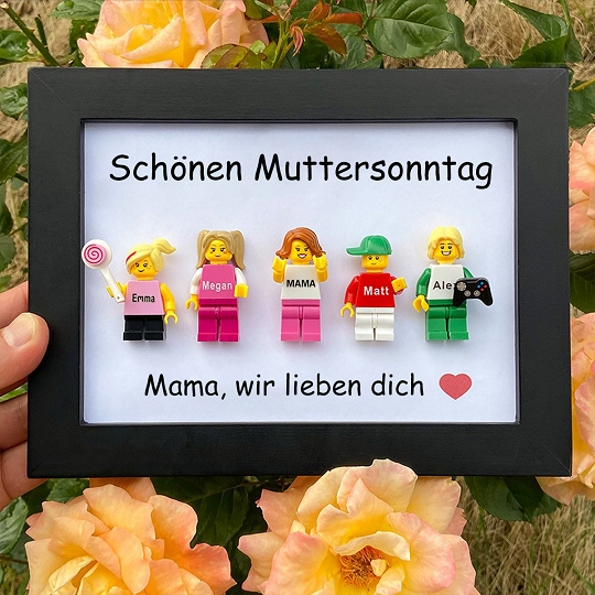 Individuelle Minifiguren mit Rahmen für die Familie – Schönen Muttertag
