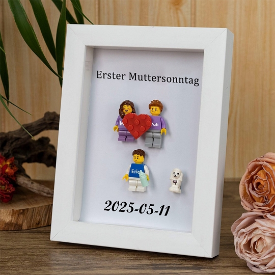 Individuelle Minifiguren mit Rahmen für die Familie – Erster Muttertag