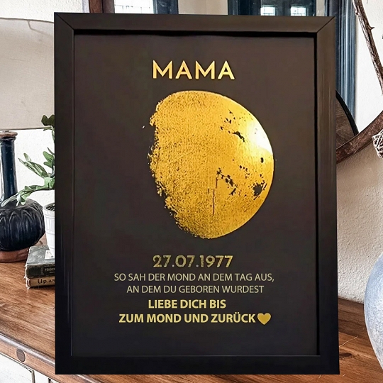 Personalisierter Mondphasen-Holzrahmen Für Die Familie, Personalisiertes Muttertagsgeschenk