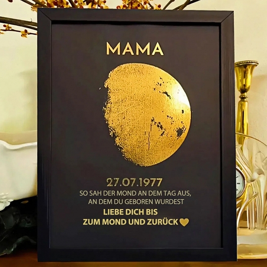 Personalisierter Mondphasen-Holzrahmen Für Die Familie, Personalisiertes Muttertagsgeschenk
