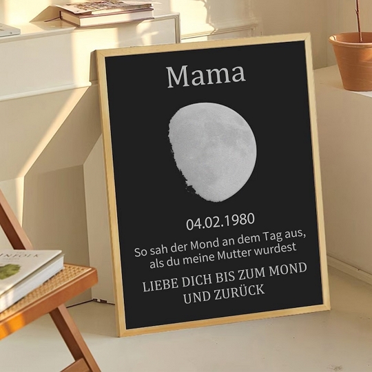 Personalisierter Mondphasen-Holzrahmen Für Die Familie, Personalisiertes Muttertagsgeschenk