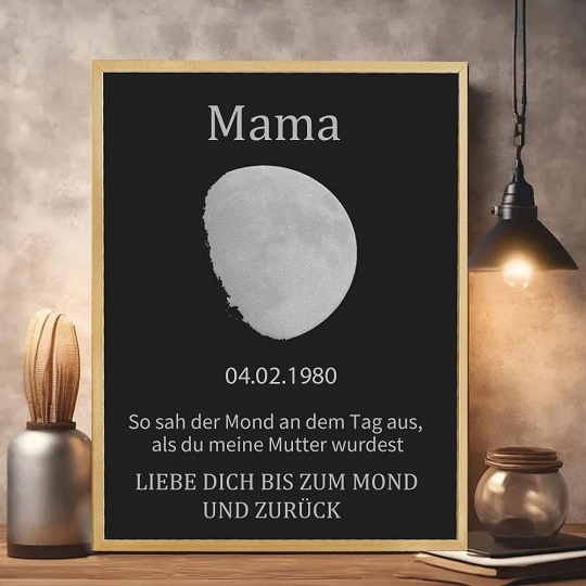 Personalisierter Mondphasen-Holzrahmen Für Die Familie, Personalisiertes Muttertagsgeschenk