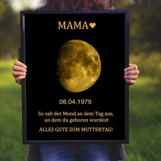 Personalisierter Mondphasen-Holzrahmen Für Die Familie, Personalisiertes Muttertagsgeschenk