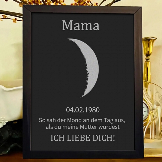 Personalisierter Mondphasen-Holzrahmen Für Die Familie, Personalisiertes Muttertagsgeschenk