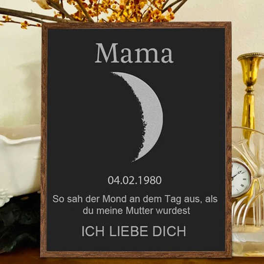 Personalisierter Mondphasen-Holzrahmen Für Die Familie, Personalisiertes Muttertagsgeschenk