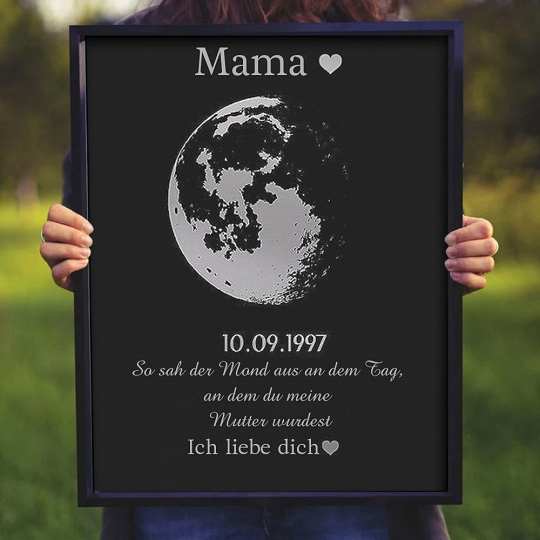 Personalisierter Mondphasen-Holzrahmen Für Die Familie, Personalisiertes Muttertagsgeschenk