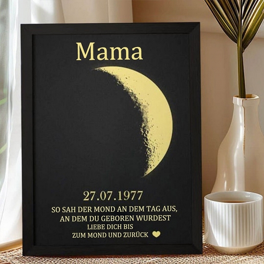 Personalisierter Mondphasen-Holzrahmen Für Die Familie, Personalisiertes Muttertagsgeschenk