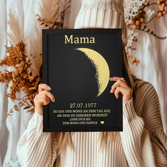 Personalisierter Mondphasen-Holzrahmen Für Die Familie, Personalisiertes Muttertagsgeschenk