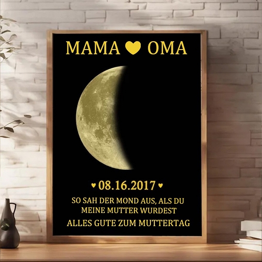 Personalisierter Mondphasen-Holzrahmen Für Die Familie, Personalisiertes Muttertagsgeschenk