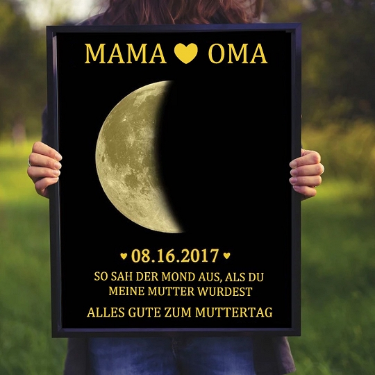 Personalisierter Mondphasen-Holzrahmen Für Die Familie, Personalisiertes Muttertagsgeschenk