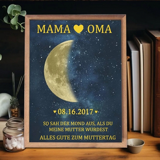 Personalisierter Mondphasen-Holzrahmen Für Die Familie, Personalisiertes Muttertagsgeschenk