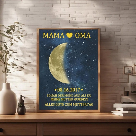Personalisierter Mondphasen-Holzrahmen Für Die Familie, Personalisiertes Muttertagsgeschenk