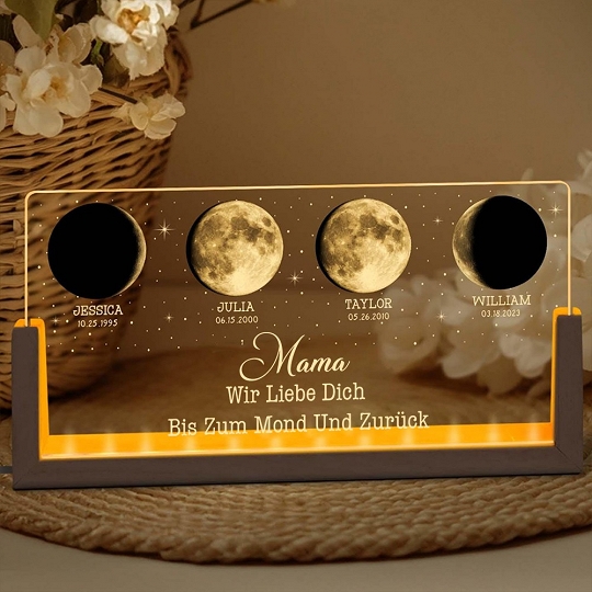 Individuelles Mondphasen-Nachtlicht Für Die Familie, Personalisiertes Muttertagsgeschenk
