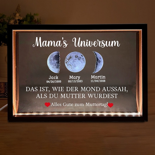 Individuelles Mondphasen-Nachtlicht Für Die Familie, Personalisiertes Muttertagsgeschenk