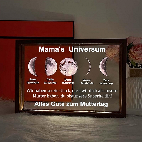 Individuelles Mondphasen-Nachtlicht Für Die Familie, Personalisiertes Muttertagsgeschenk