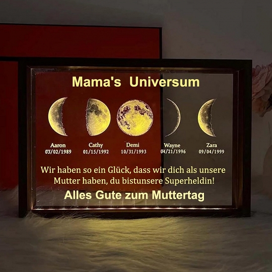 Individuelles Mondphasen-Nachtlicht Für Die Familie, Personalisiertes Muttertagsgeschenk