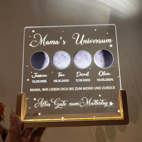 Individuelles Mondphasen-Nachtlicht Für Die Familie, Personalisiertes Muttertagsgeschenk