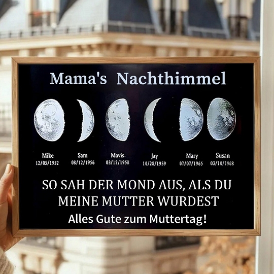 Individuelles Mondphasen-Holzrahmen Für Die Familie, Personalisiertes Muttertagsgeschenk