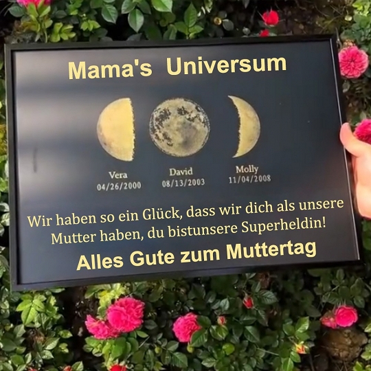 Individuelles Mondphasen-Holzrahmen Für Die Familie, Personalisiertes Muttertagsgeschenk