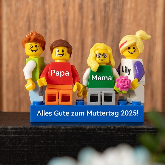 Individuelle Minifiguren mit Stein für die Familie mit Box – Alles Gute zum Muttertag
