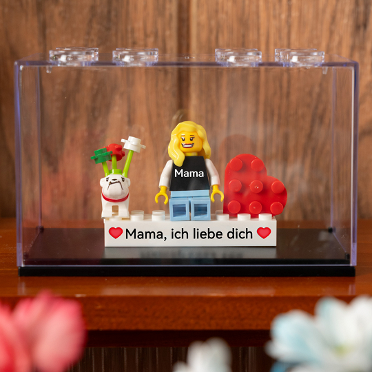 Individuelle Minifiguren mit Stein für die Familie mit Box – Geschenke zum Muttertag