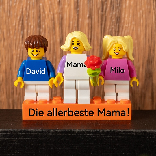 Individuelle Minifiguren mit Stein für die Familie mit Box – Die allerbeste Mama!