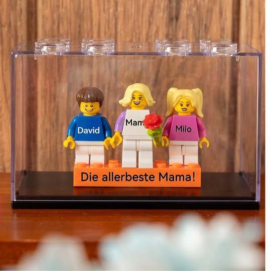 Individuelle Minifiguren mit Stein für die Familie mit Box – Die allerbeste Mama!