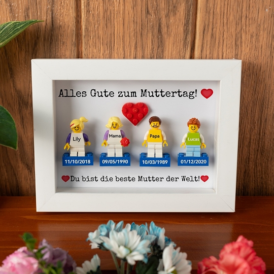 Individuelle Minifiguren mit Rahmen für die Familie – Alles Gute zum Muttertag!