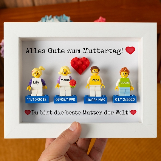 Individuelle Minifiguren mit Rahmen für die Familie – Alles Gute zum Muttertag!
