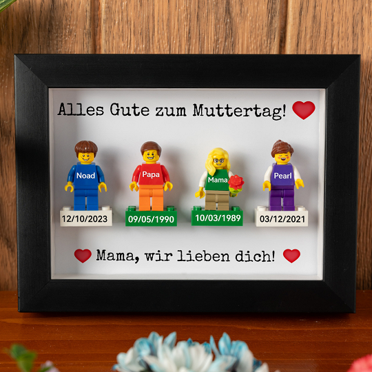 Individuelle Minifiguren mit Rahmen für die Familie – Mama, wir lieben dich!