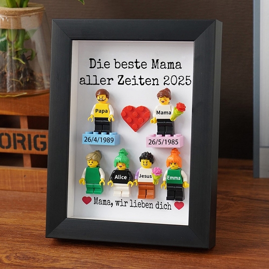 Individuelle Minifiguren mit Rahmen für die Familie – Die schönsten Geschenke zum Muttertag